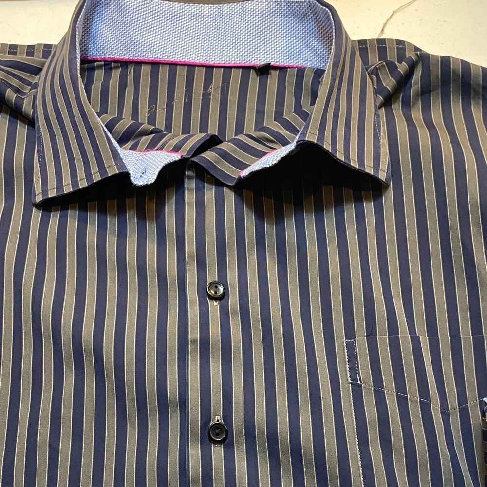 Arnold Zimberg Men's Striped Button-Down Shirt flip cuff size XT